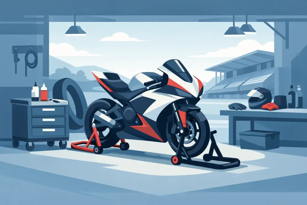 AXF Paddock Stands for Track-Day Bike Service