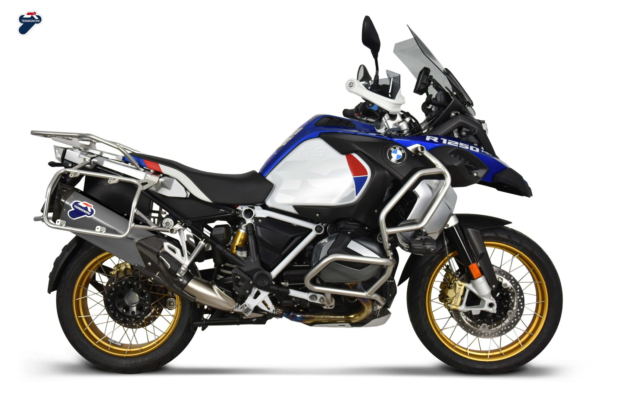 BW2208040ITC_BMW_1250_frontale_GRIGIO-scaled-1.jpg Termignoni Matte Gray Titanium Slip-On Exhaust for BMW R 1250 GS (2019-2023) – Homologated - Image 1