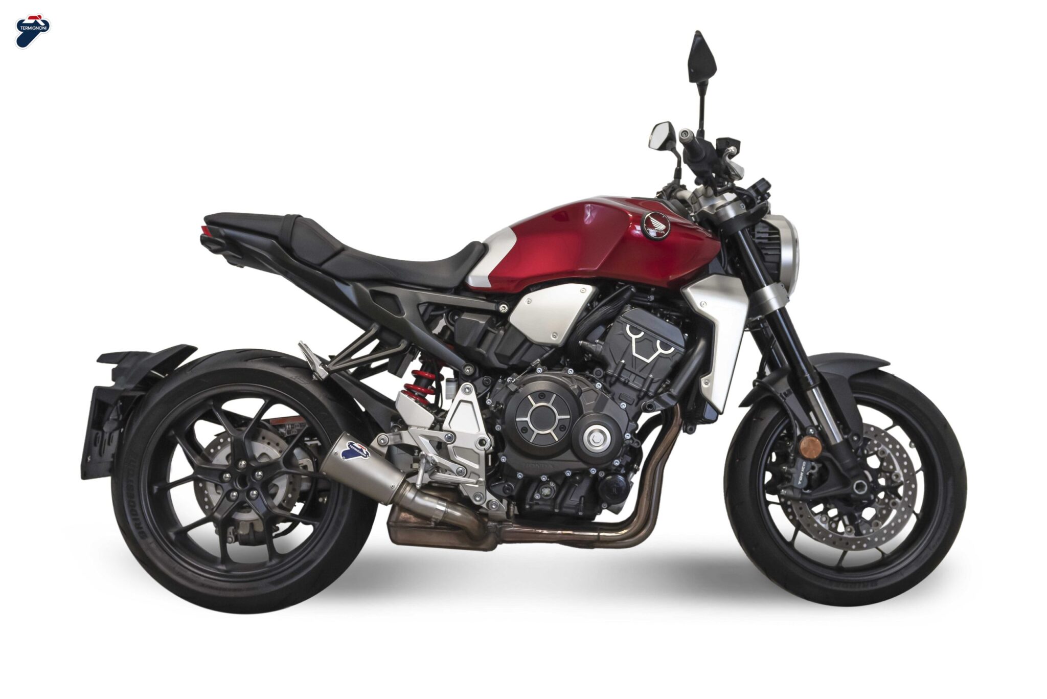 H154094SO03_Honda_CB1000_frontale-1-scaled-1-scaled-1.jpg Termignoni GP2R-R Stainless Steel Slip-On Exhaust for Honda CB 1000 / CB 1000 R (2018-2022) - Image 1