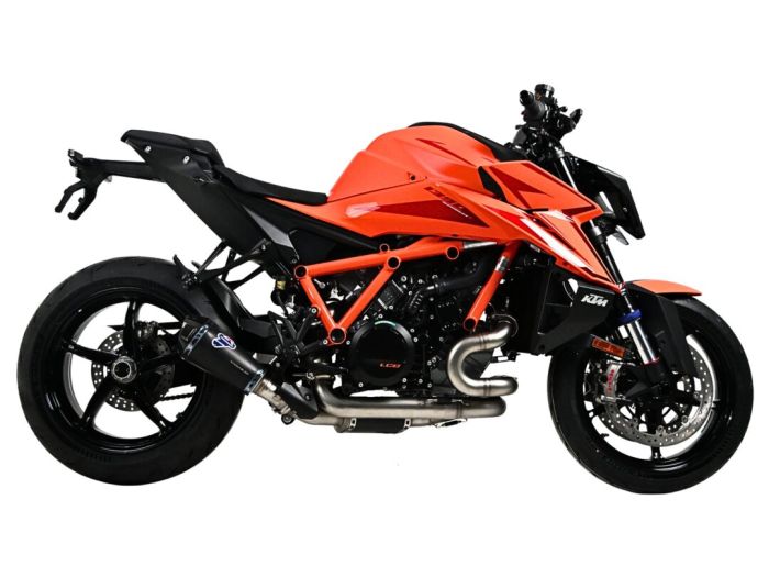 kt37so0640inc_01.jpg Termignoni Conical Titanium Grid Black Titanium Slip-On Exhaust with Link Pipe for KTM 1390 Super Duke R (2024-2026) - Image 1